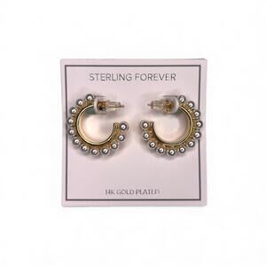 Sterling Forever 14k Gold Plated Pearl Bubble 1” Mini Hoop Earring Nickel Free